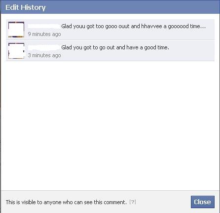 A list of the original comment and all following edits appears.