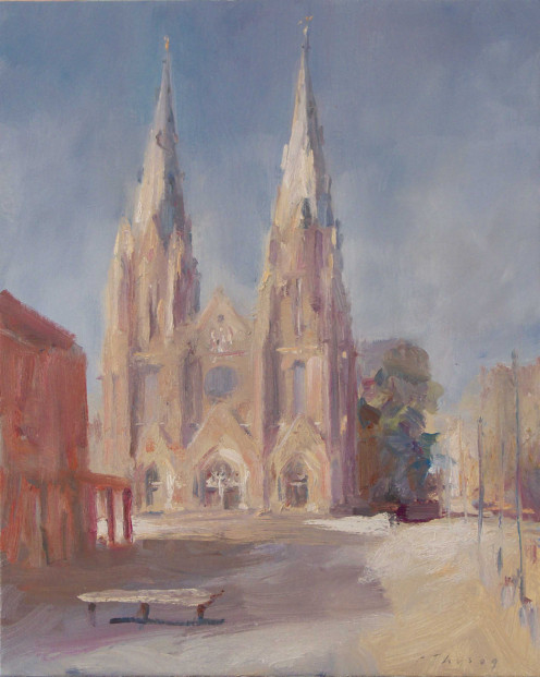 The Catharinakerk, Eindhoven, oil on linen, by P. Thijs.