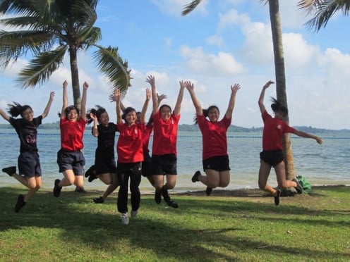 My students, excited at an outdoor camp. 