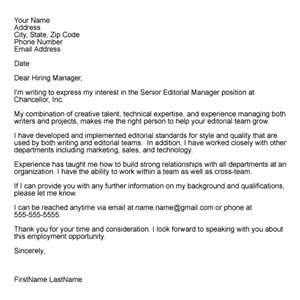 Cover letter sample