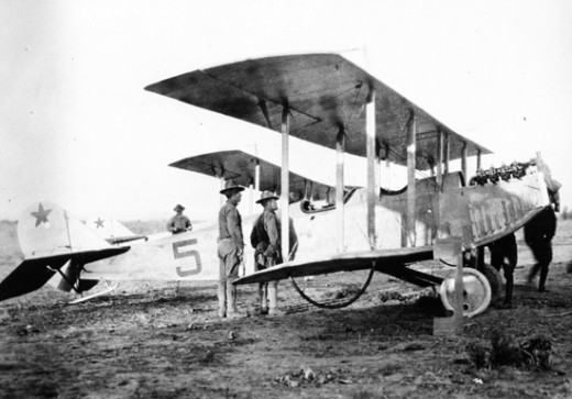 Curtiss JN-3 of the U.S. Army Signal Corps during the Pancho Villa puntive expedition (1915) - note red star insignia