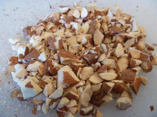 Almonds chopped into quarter inch pieces.