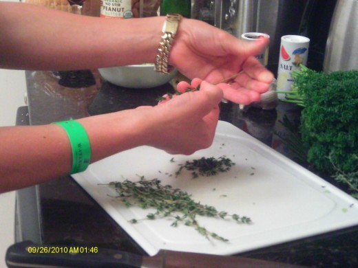 Remove the thyme from the stems