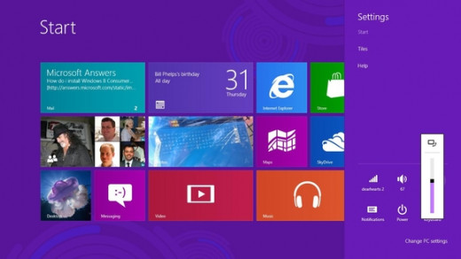 The new Metro interface for Windows 8