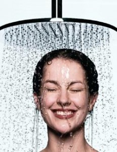 Looks like showering is the most fun she has all day. 
