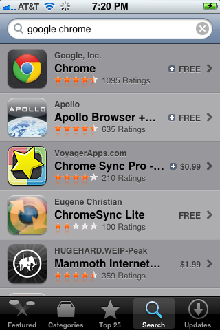 Find the Google Chrome app developed by Google, Inc.