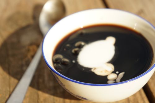 Black bean che, serve with coconut milk 