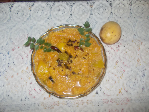Ripe mango can be cooked with jaggery  to form  a sweet dish