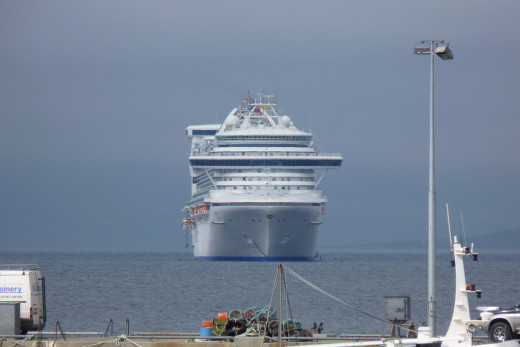 The front of the Caribbean Princess as seen from shore in Kirkwall, Scotland UK in 2012