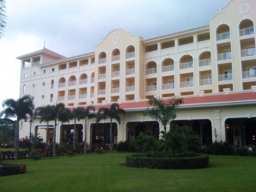 Riu Guanacaste Hotel, one of to wings in the original building.  This 4-star hotel is also building another addition for more hotel rooms.  It costs about $70 per night, with food and drinks included.