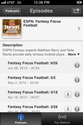 Tap the name of the podcast at the top of the Episodes screen to open the Setting screen.