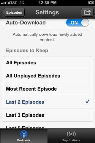 Tap how long you want to keep episodes for.
