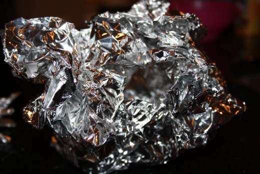 An aluminum foil flower made by Trinity