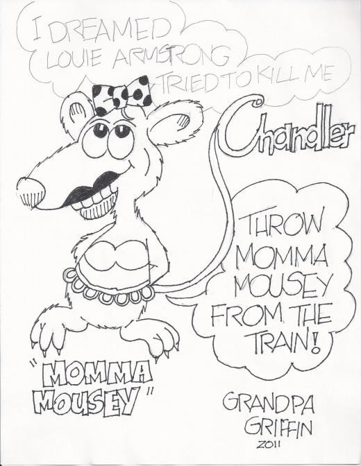 One of the last cartoons Dad drew for my son - Dad loved the Billy Crystal/Danny DeVito movie: Throw Momma From The Train