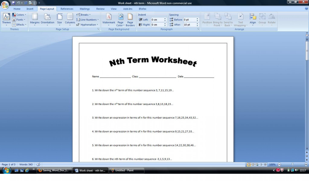 Nth term homework help