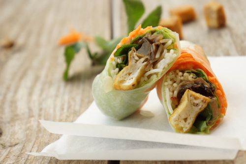 tofu mushroom summer roll - goi cuon chay dau