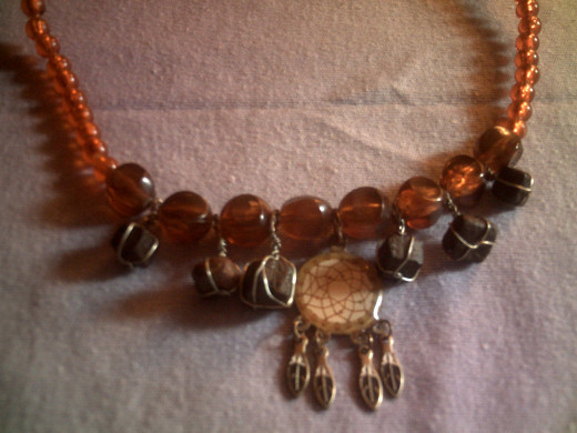 Necklace with Wire Wrapped Devils Dice Rocks