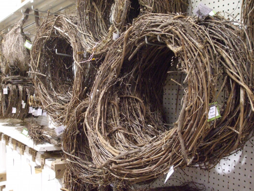 Dried grapevine wreaths