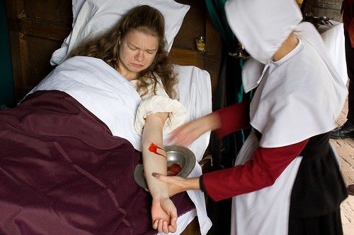 bloodletting in a 17th C. hospital. bloodletting in a 17th C. hospital.