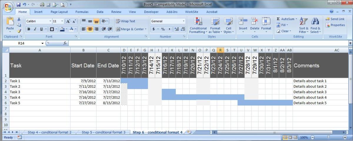 Excel Gantt Chart With Conditional Formatting Template