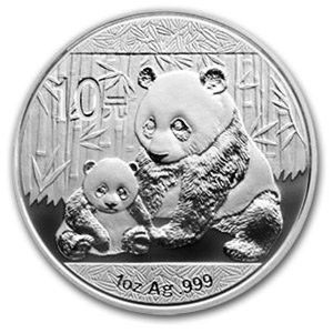 2012 1 oz CHINA PANDA SILVER COIN, 1 Oz, .999, with mint capsule. The chemical symbol for silver is Ag.
