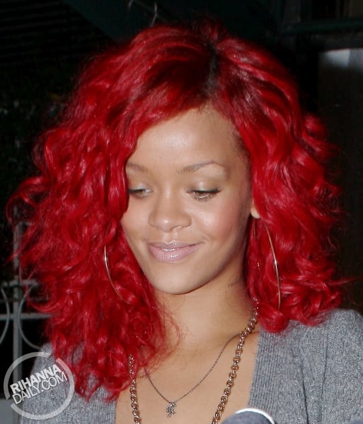 Rihanna with Red Party Wig 