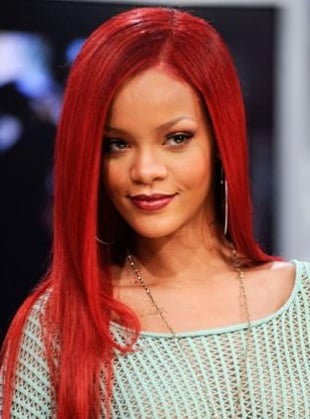 Rihanna with Long, Straight Red Hair