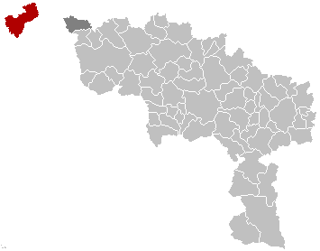 Map location of Comines - Warneton / Komen - Waasten, in Hainaut / Henegouwen province