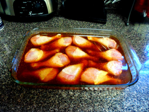 Pour the brine mixture over the chicken legs in a 13 x9 dish.