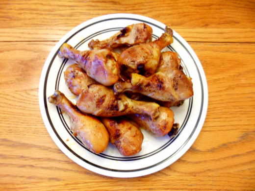 Our finished plate of coffee-brined chicken legs.