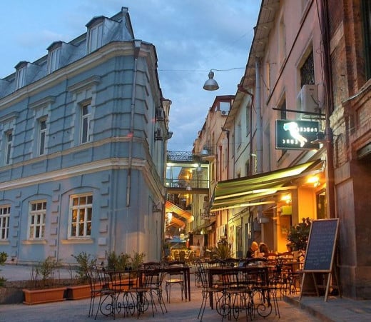 A quaint, sidewalk cafe in Old Tbilisi, Georgia.