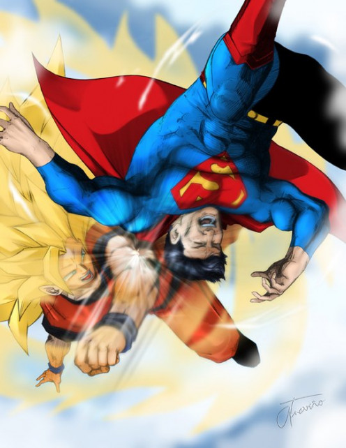 Son Goku defeating Superman