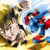 Superman landing a punch against Son Goku.