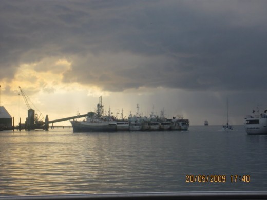 Sunset at main port , Port Louis, Mauritius