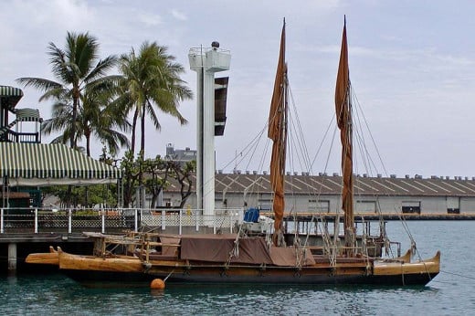 This is a modern replica of a traditional Polynesian canoe called the Hawai'iloa.