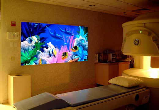 A child friendly MRI chamber - very high class and very rare!  The aquarium helps the child to relax.  