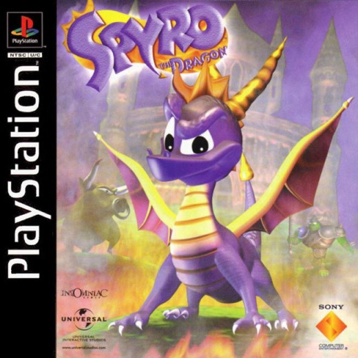The US box art for Spyro the Dragon, with few noticable differneces to the EU.