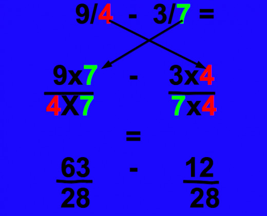 Example of how to subtract fractions