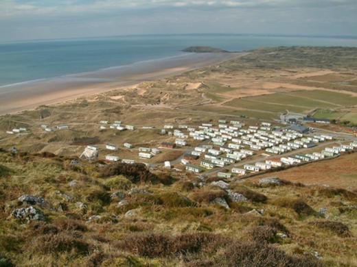 View of Hillend caravan and campsite from the hill