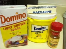 Some of the ingredients include brown sugar, white sugar, and cinnamon.