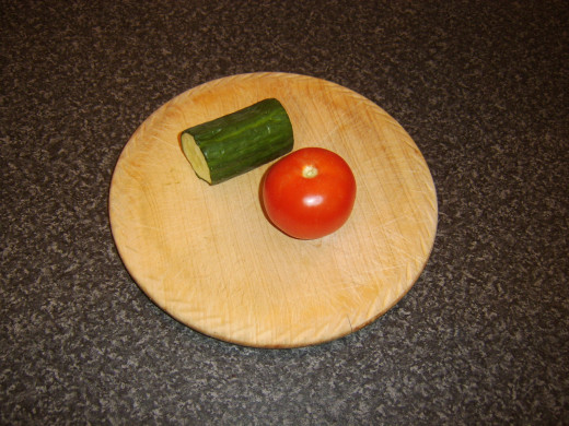 Tomato and cucumber for salad