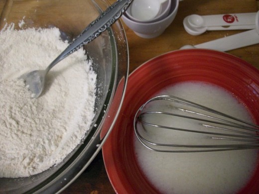 Dry Flour Mixture and Egg Mixture