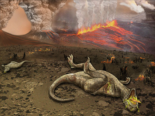 Extinction of dinosaurs in Deccan Traps in Western Ghats, India. 