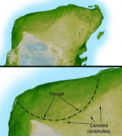 This shaded relief image of Mexico's Yucatan Peninsula show a subtle, but unmistakable, indication of the Chicxulub impact crater. 