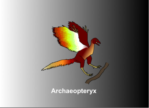 Sketch of the missing link between birds and dinosaurs Archaeopteryx from Germany of the Late Jurassic period