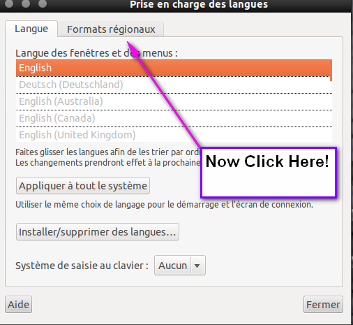 Now click on "Formats regionaux".