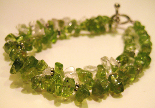 Peridot and Quartz Bracelet
