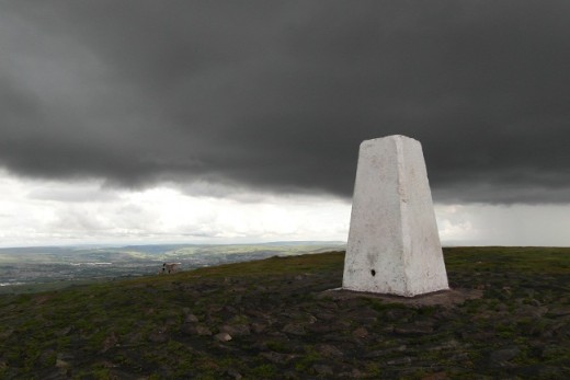 Black sky over Pendle Beacon