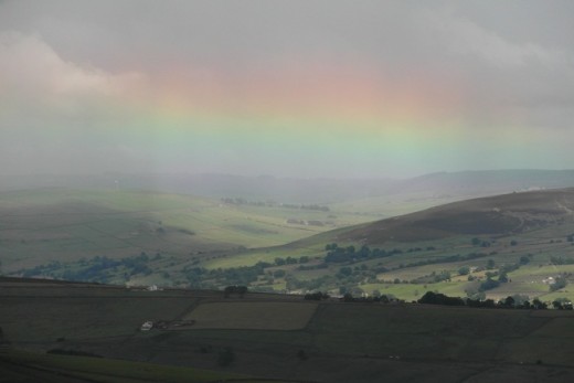Rainbow with view southeast from Pendle