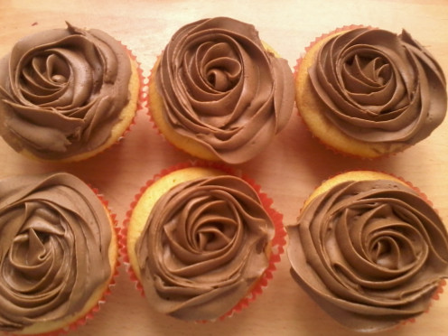 iced with chocolate butter cream using a rose tip nozzle 1m Closed tip.